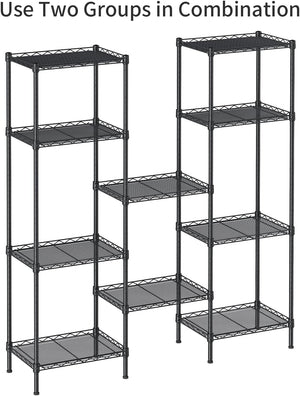 5 Tier Shelf Wire Shelving Adjustable Storage Shelves Rack Standing Units for Kitchen Closet Laundry Bathroom Organizers Metal Pantry Narrow Mesh Gaps 10" D X 16" W X 55" H Black
