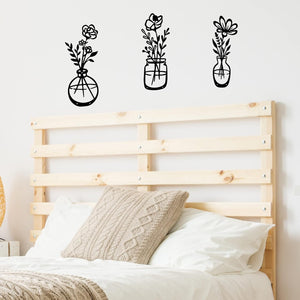 3 Pieces Black Metal Flowers Wall Decor - Mothers Day Gifts for Mom Wall Art Metal Wall Sculptures Hanging for Indoor Kitchen Bathroom Bedroom Living Room,14.56X5.9 Inches