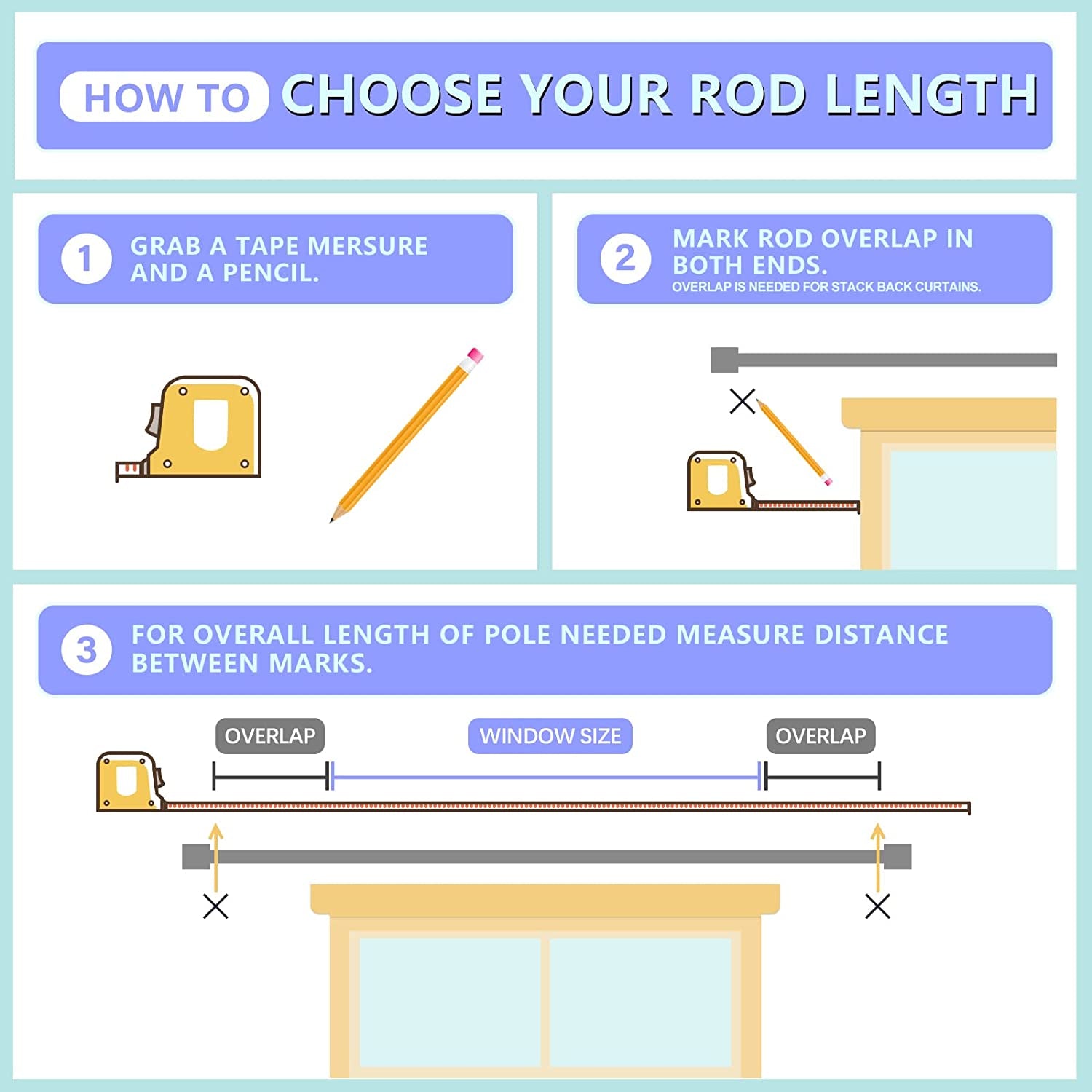 Curtain Rods for Windows 16 to 144 Inches Adjustable Length 1 Inch Diameter Window Curtain Rod with Aluminium Finials, Black