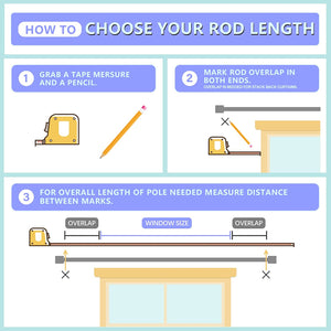 Curtain Rods for Windows 16 to 144 Inches Adjustable Length 1 Inch Diameter Window Curtain Rod with Aluminium Finials, Black