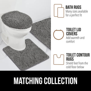 Bath Rug Mat, Thick Soft Absorbent Chenille, Quick Dry Microfiber Mats, Rubber Backing Machine Washable Shower Floor Rugs, Bathmat Runner, Bathroom Home Decor Accessories, 24X17, Grey