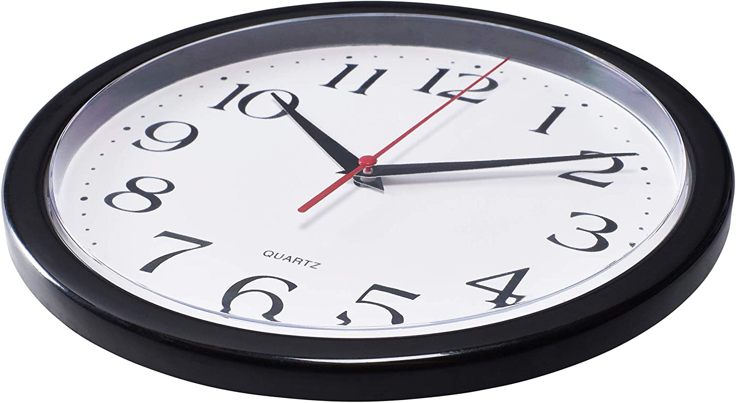 Black Wall Clock Silent Non Ticking 10 Inch Quality Quartz Battery Operated round Easy to Read Home/Office/Kitchen/Classroom/School Clock Sweep Movement