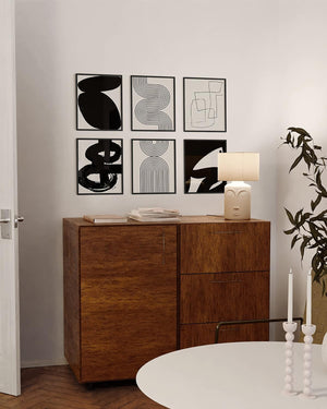 Black Abstract Painting Aesthetic Wall Art- Set of 6 Modern Abstract Wall Art, Black and Gray One Line Abstract Art, Geometric Print Wall Art, Minimalist Wall Art (Black Frame, 16X20)
