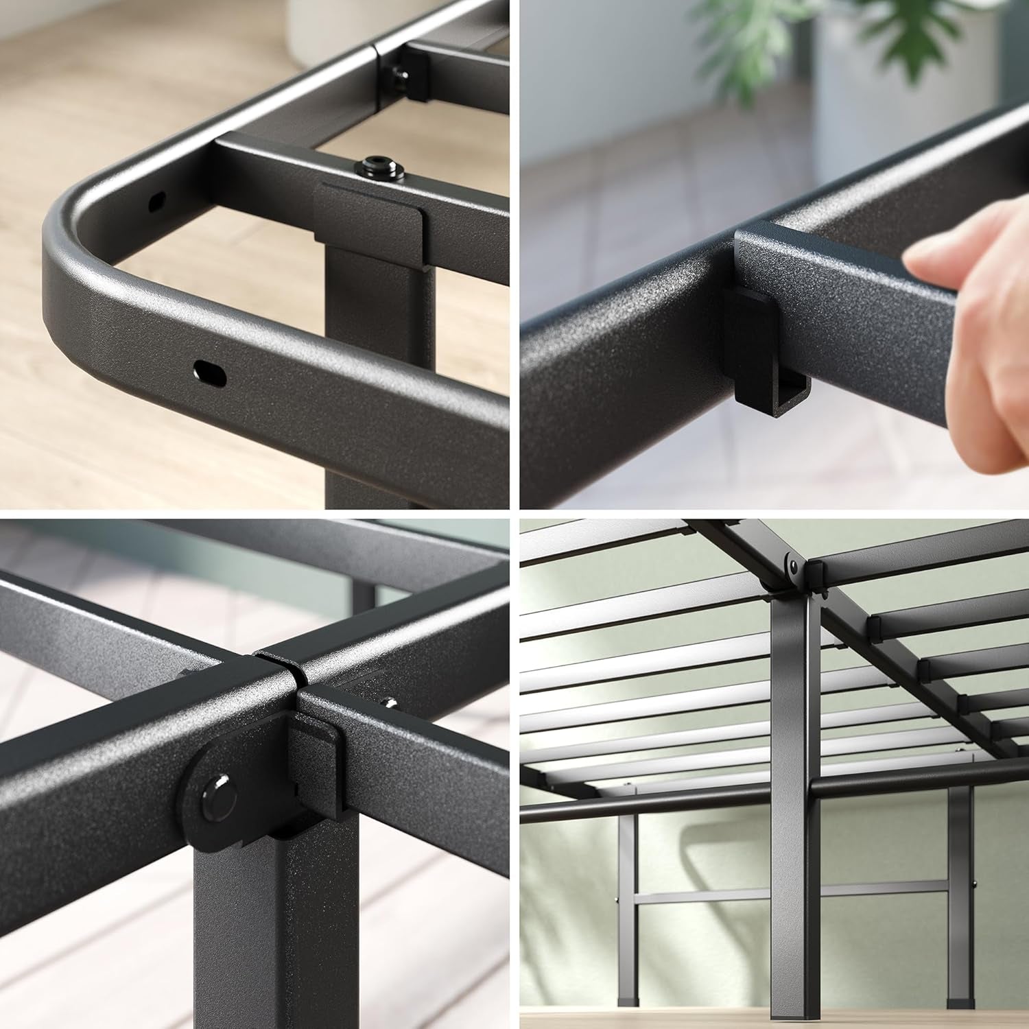 Rumi 14In Quick Assembly Smartbase Mattress Foundation, Sturdy Metal Bed Frame, No Box Spring Needed, Eco Friendly Packaging, Queen