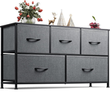 5-Drawer Fabric Dresser – Dark Grey