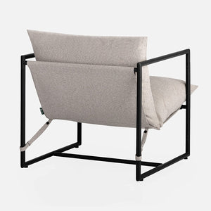 Aidan Sling Accent Chair, Metal Framed Armchair with Shredded Foam Cushioning, Oatmeal