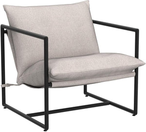 Aidan Sling Accent Chair, Metal Framed Armchair with Shredded Foam Cushioning, Oatmeal
