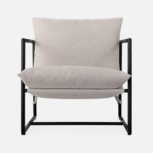 Aidan Sling Accent Chair, Metal Framed Armchair with Shredded Foam Cushioning, Oatmeal