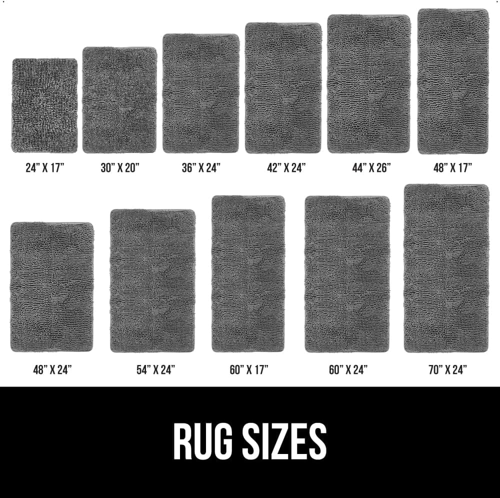 Bath Rug Mat, Thick Soft Absorbent Chenille, Quick Dry Microfiber Mats, Rubber Backing Machine Washable Shower Floor Rugs, Bathmat Runner, Bathroom Home Decor Accessories, 24X17, Grey
