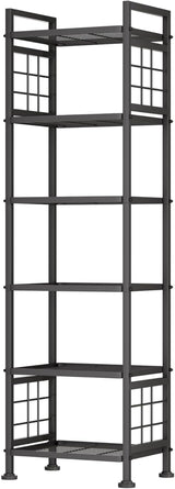 6-Wire Standing Storage Shelf, Metal Shelving Unit Pantry Rack for Laundry Kitchen Bathroom Organizer(Black)
