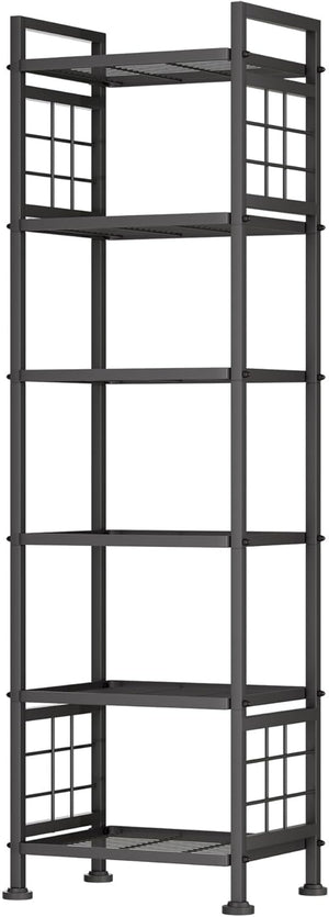 6-Wire Standing Storage Shelf, Metal Shelving Unit Pantry Rack for Laundry Kitchen Bathroom Organizer(Black)