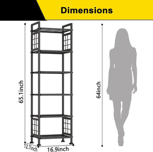 6-Wire Standing Storage Shelf, Metal Shelving Unit Pantry Rack for Laundry Kitchen Bathroom Organizer(Black)