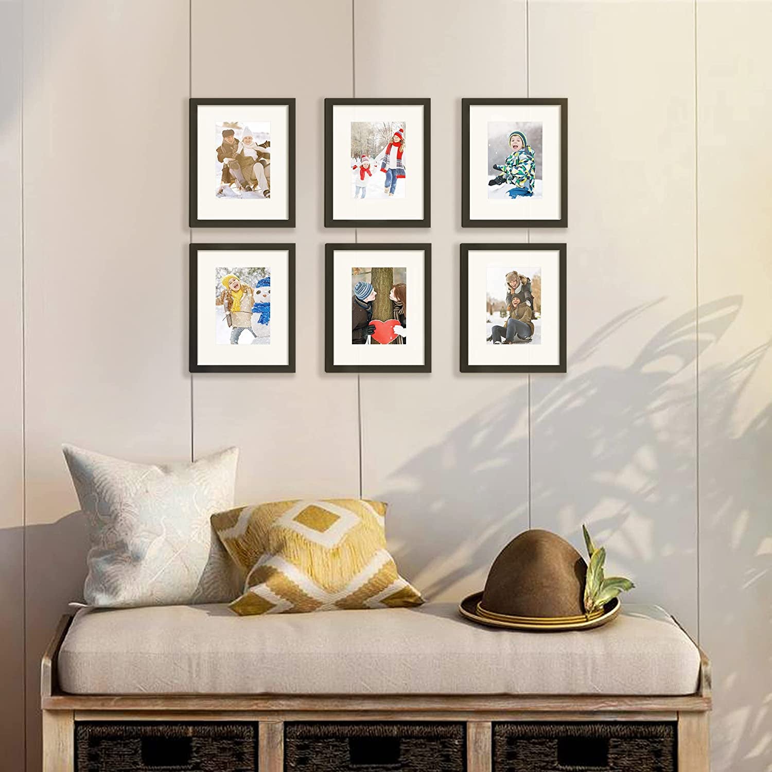 8X10 Picture Frame Set of 5, Display Pictures 5X7 with Mat or 8 X 10 Without, Wall Gallery Photo Frames, Black