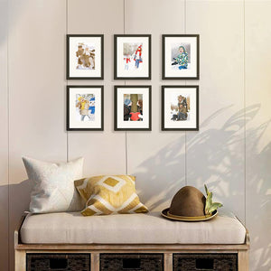 8X10 Picture Frame Set of 5, Display Pictures 5X7 with Mat or 8 X 10 Without, Wall Gallery Photo Frames, Black