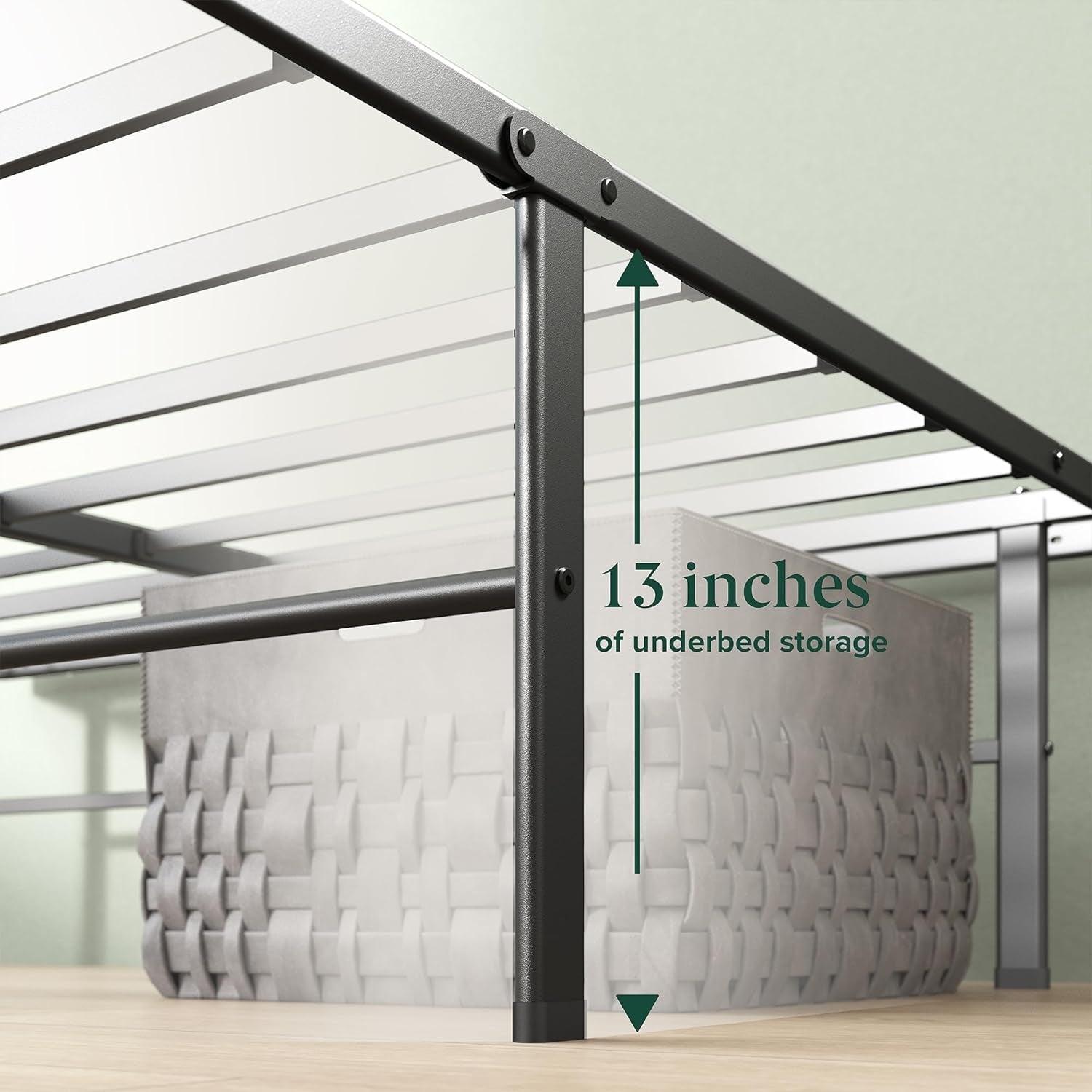 Rumi 14In Quick Assembly Smartbase Mattress Foundation, Sturdy Metal Bed Frame, No Box Spring Needed, Eco Friendly Packaging, Queen