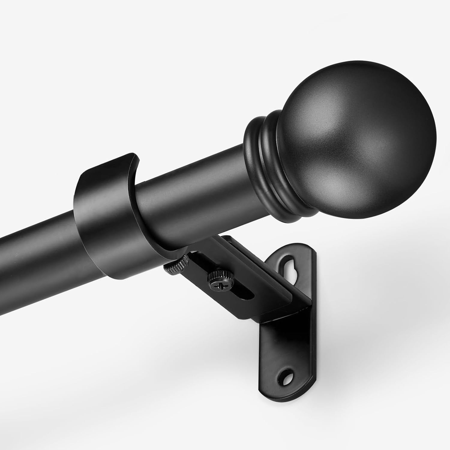 Curtain Rods for Windows 16 to 136 Inches, Curtain Rod Max Adjustable Length of 144 IN, 6/8" Diameter Drapery Rods round Finials, Black