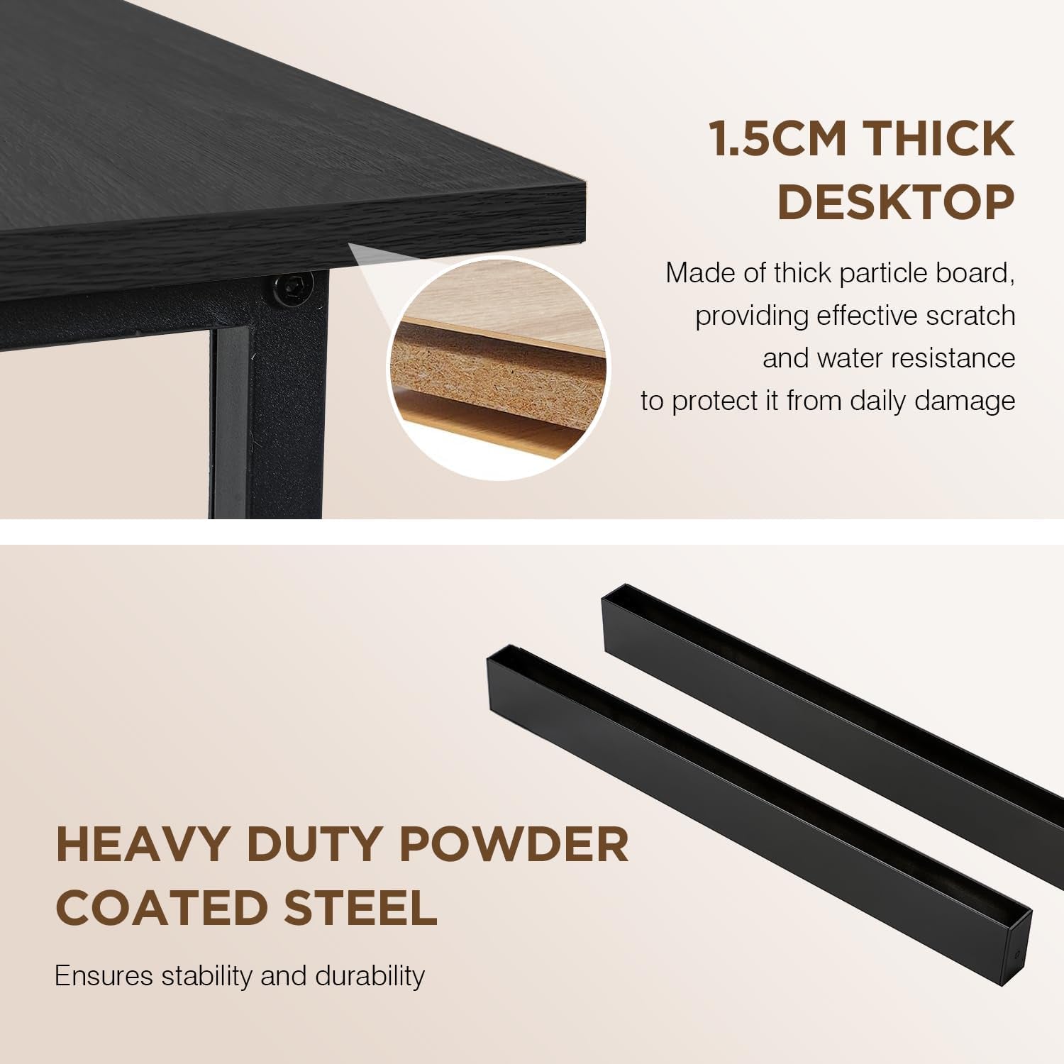 47 Inch Computer Desk Gaming Desk Multi-Function Writing Table Student Art Modren Simple Style PC Wood and Metal Desk Workstation, Black
