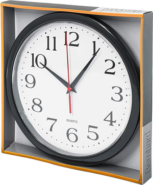 Black Wall Clock Silent Non Ticking 10 Inch Quality Quartz Battery Operated round Easy to Read Home/Office/Kitchen/Classroom/School Clock Sweep Movement