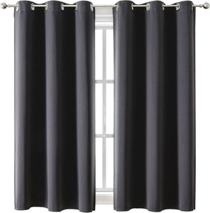 Grommet Blackout Curtains for Bedroom and Living Room - 2 Panels Set Thermal Insulated Room Darkening Curtains (Dark Grey, 42 X 63 Inch)