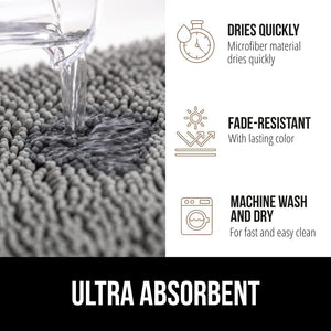Bath Rug Mat, Thick Soft Absorbent Chenille, Quick Dry Microfiber Mats, Rubber Backing Machine Washable Shower Floor Rugs, Bathmat Runner, Bathroom Home Decor Accessories, 24X17, Grey