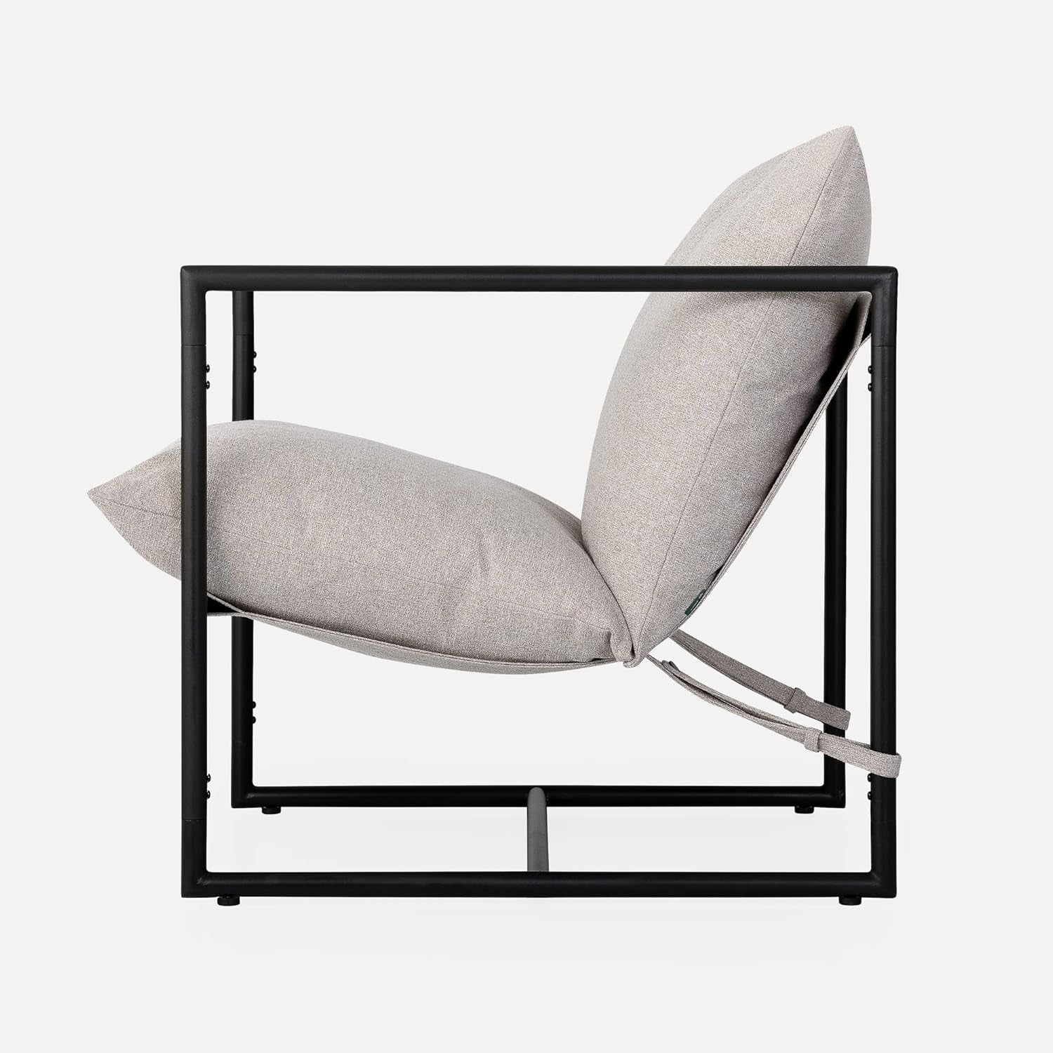 Aidan Sling Accent Chair, Metal Framed Armchair with Shredded Foam Cushioning, Oatmeal
